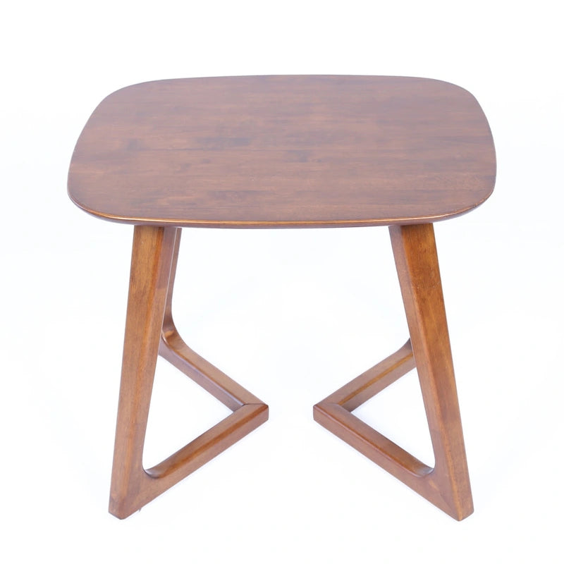 Table d'appoint rectangulaire en noyer et bois d'hévéa à bords naturels avec finition anti-rayures
