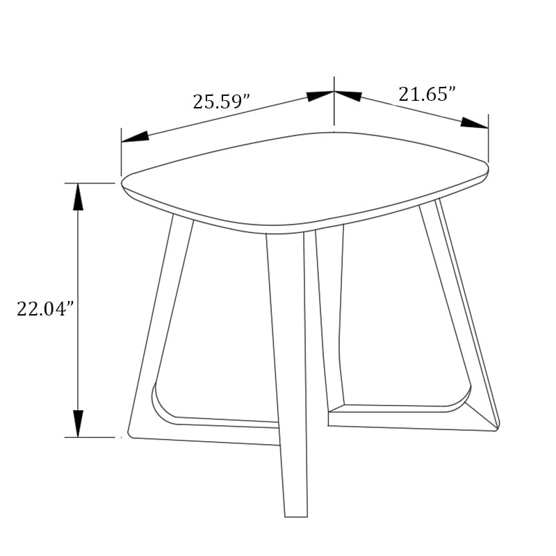 Table d'appoint rectangulaire en noyer et bois d'hévéa à bords naturels avec finition anti-rayures