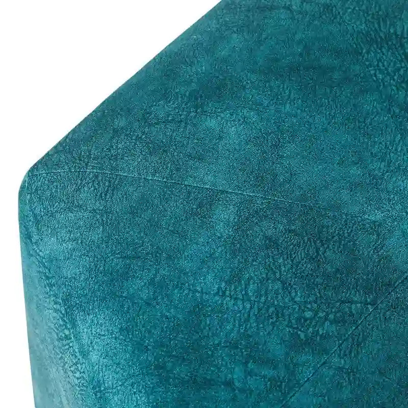 Ottoman / Tabouret de Coiffeuse Hexagonal en Daim Bleu avec Base Métallique, Moyen