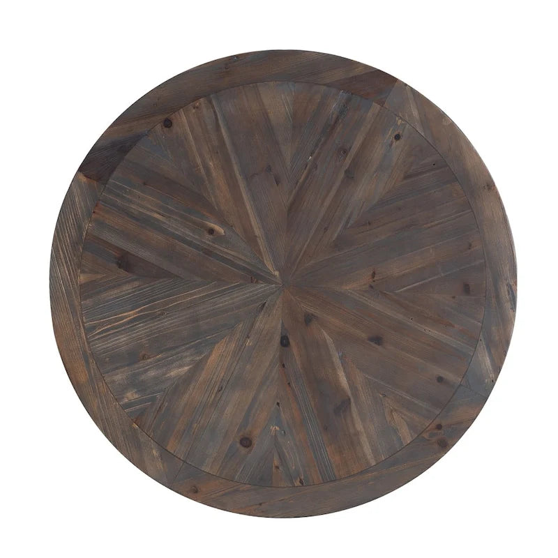 Table basse ronde Sunburst en bois recyclé naturel avec piètement en métal noir