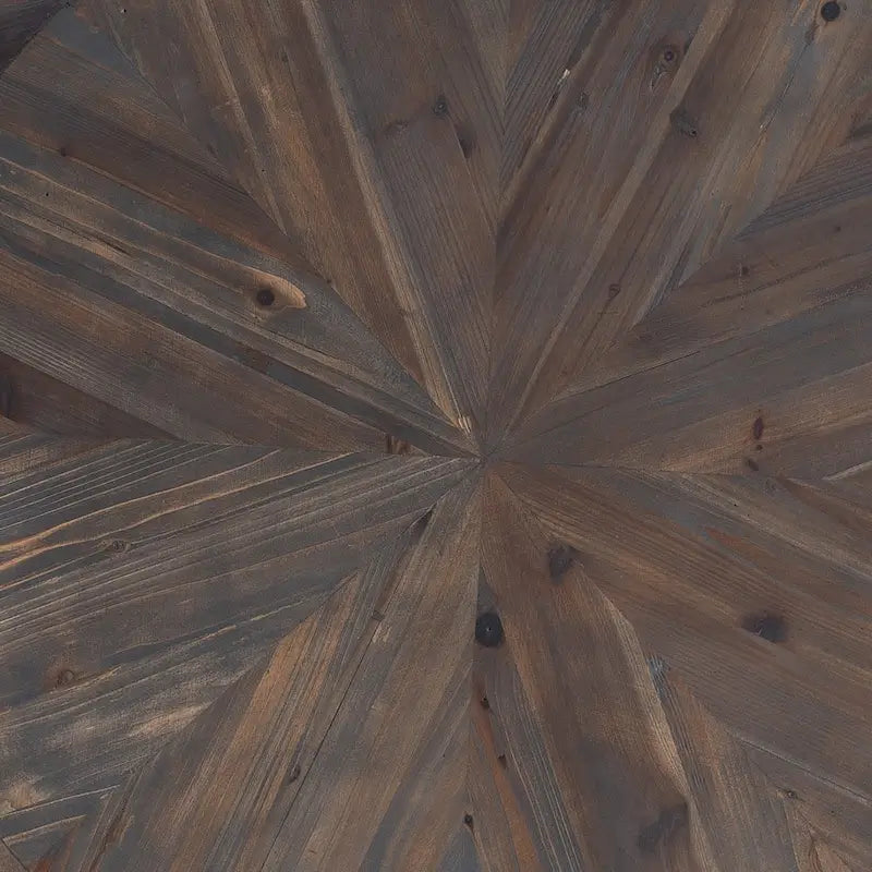 Table basse ronde Sunburst en bois recyclé naturel avec piètement en métal noir