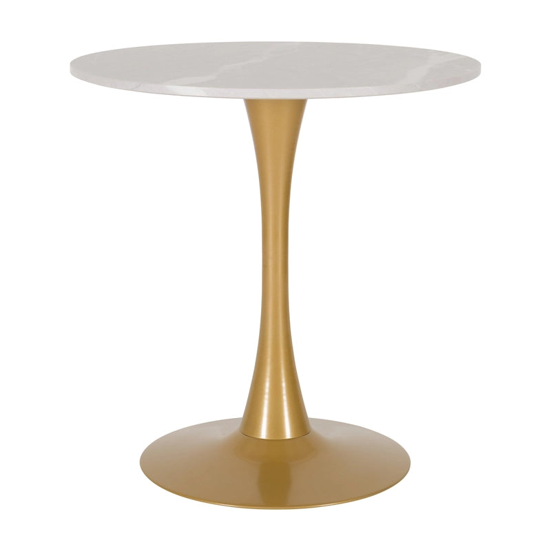 Table de bistrot ronde 28" (71 cm) Marron/Gris Or/Noir avec pied piédestal en métal, 2-3 places