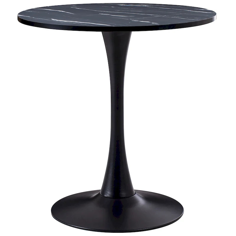 Table de bistrot ronde 28" (71 cm) Marron/Gris Or/Noir avec pied piédestal en métal, 2-3 places