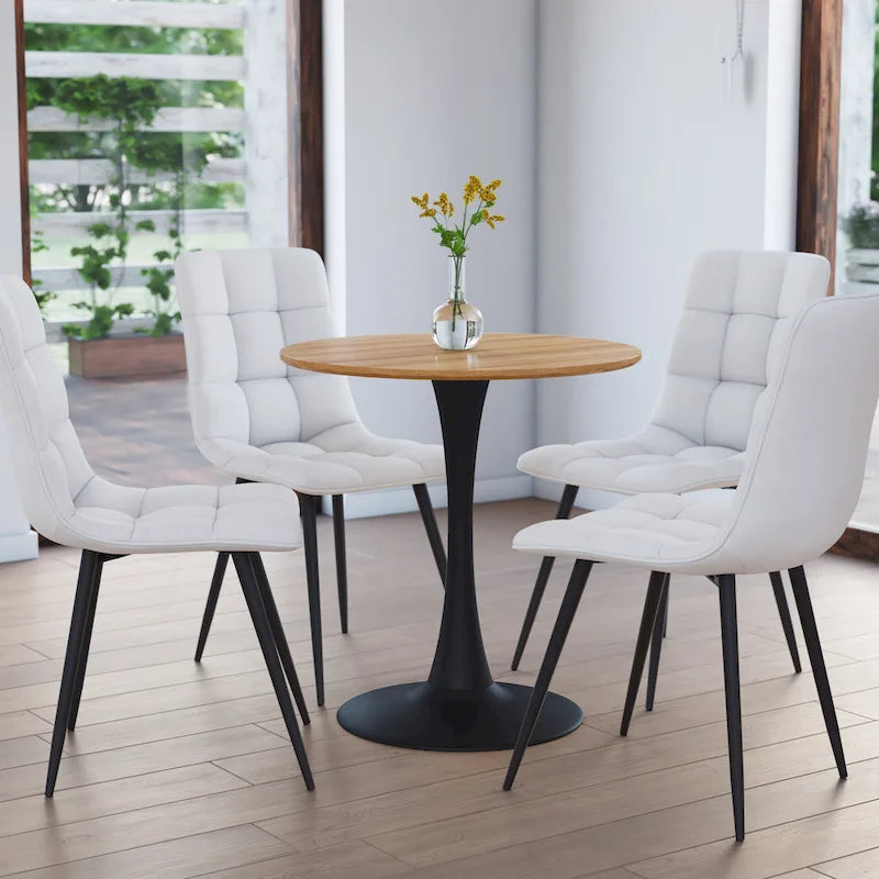 Table de bistrot ronde 28" (71 cm) Marron/Gris Or/Noir avec pied piédestal en métal, 2-3 places