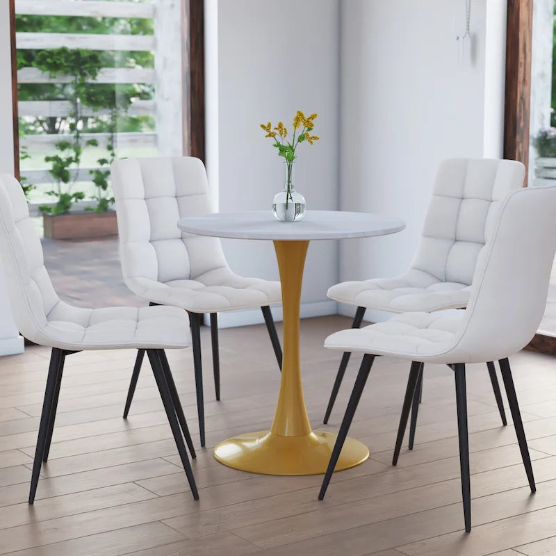 Table de bistrot ronde 28" (71 cm) Marron/Gris Or/Noir avec pied piédestal en métal, 2-3 places