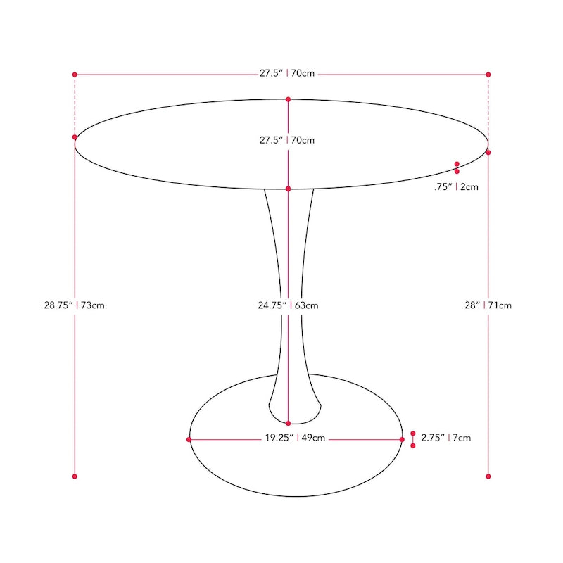 Table de bistrot ronde 28" (71 cm) Marron/Gris Or/Noir avec pied piédestal en métal, 2-3 places