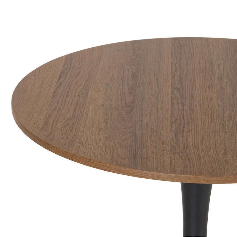 Table de bistrot ronde 28" (71 cm) Marron/Gris Or/Noir avec pied piédestal en métal, 2-3 places