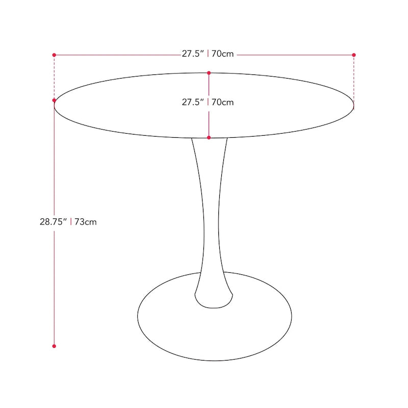 Table de bistrot ronde 28" (71 cm) Marron/Gris Or/Noir avec pied piédestal en métal, 2-3 places