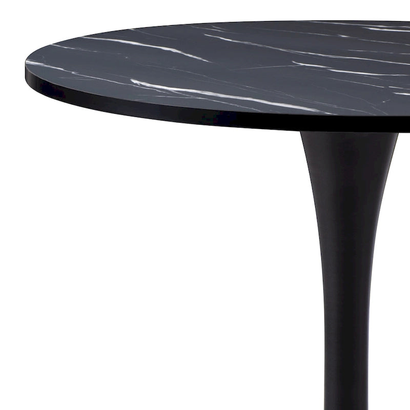 Table de bistrot ronde 28" (71 cm) Marron/Gris Or/Noir avec pied piédestal en métal, 2-3 places