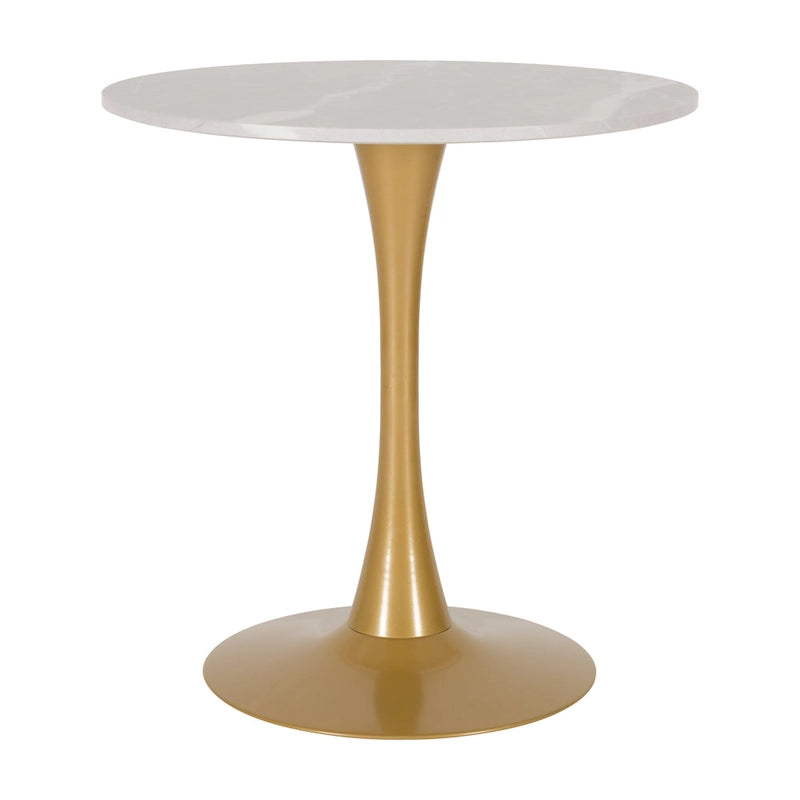 Table de bistrot ronde 28" (71 cm) Marron/Gris Or/Noir avec pied piédestal en métal, 2-3 places