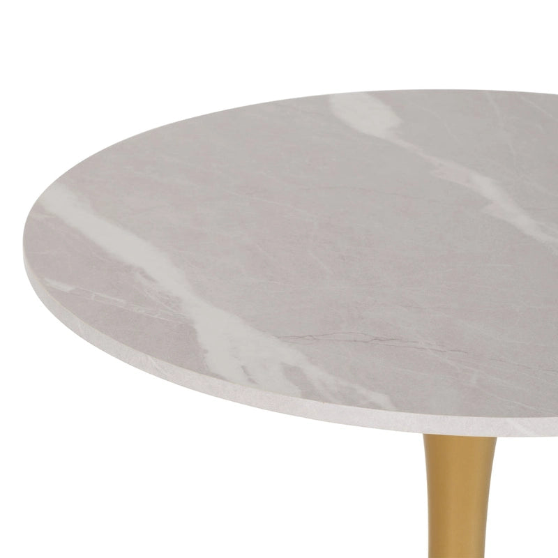 Table de bistrot ronde 28" (71 cm) Marron/Gris Or/Noir avec pied piédestal en métal, 2-3 places