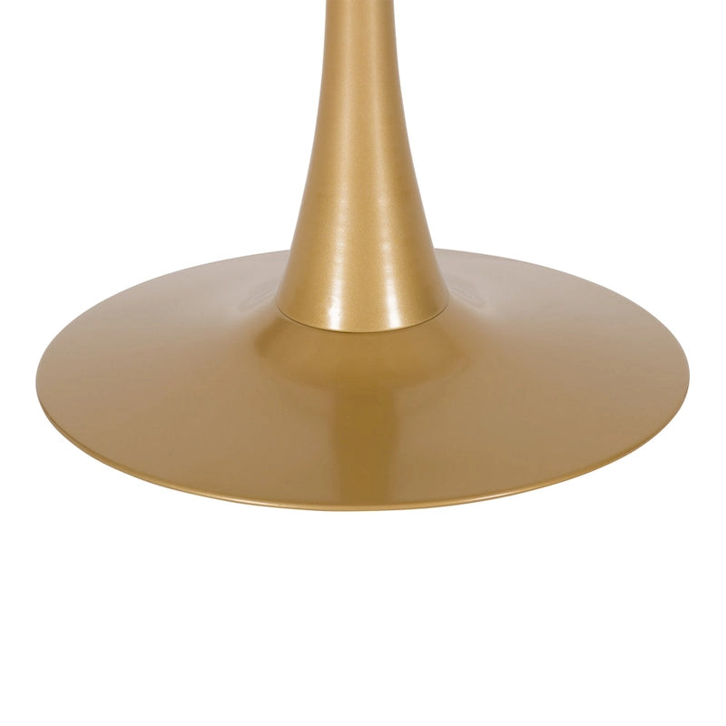 Table de bistrot ronde 28" (71 cm) Marron/Gris Or/Noir avec pied piédestal en métal, 2-3 places