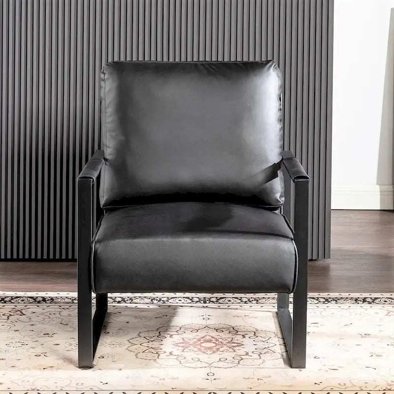 Fauteuil d'appoint rembourré Mid-Century Modern avec accoudoirs en métal