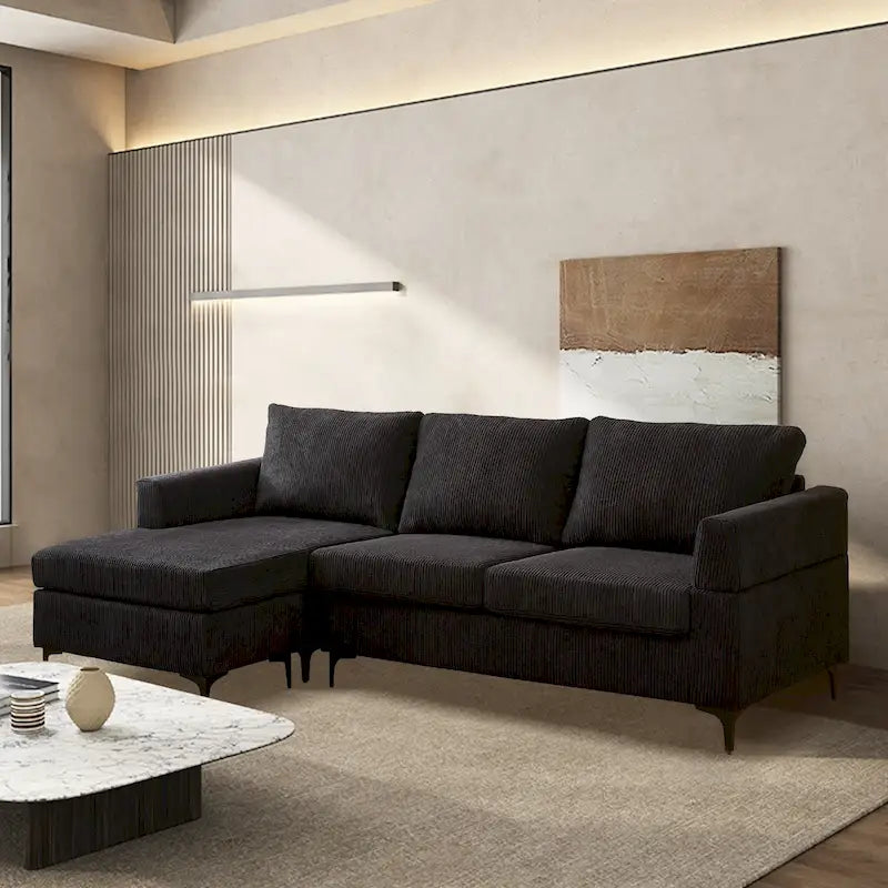 Canapé d'angle réversible en tissu polyester