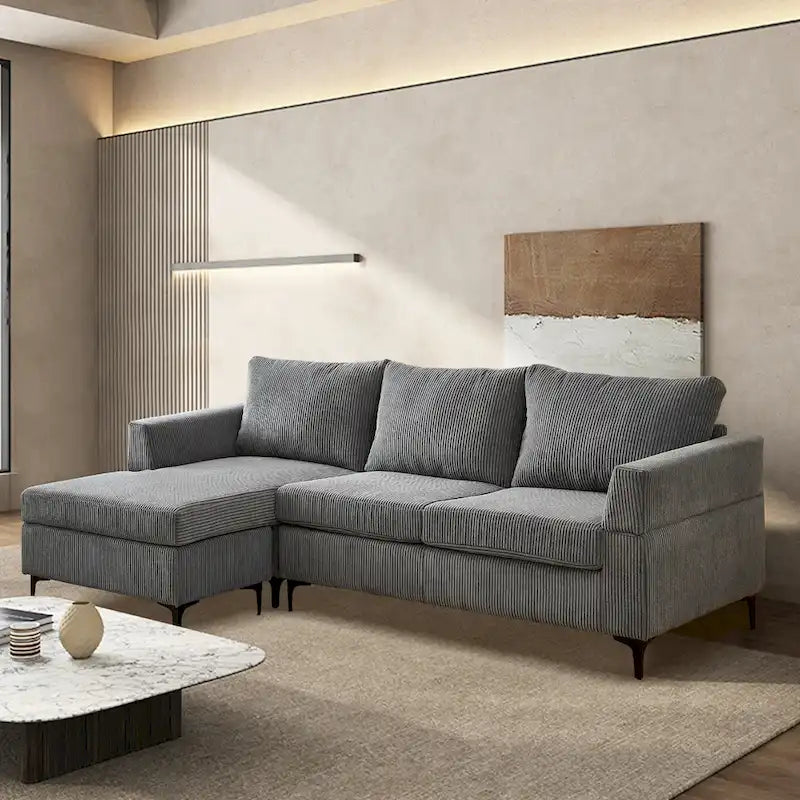 Canapé d'angle réversible en tissu polyester