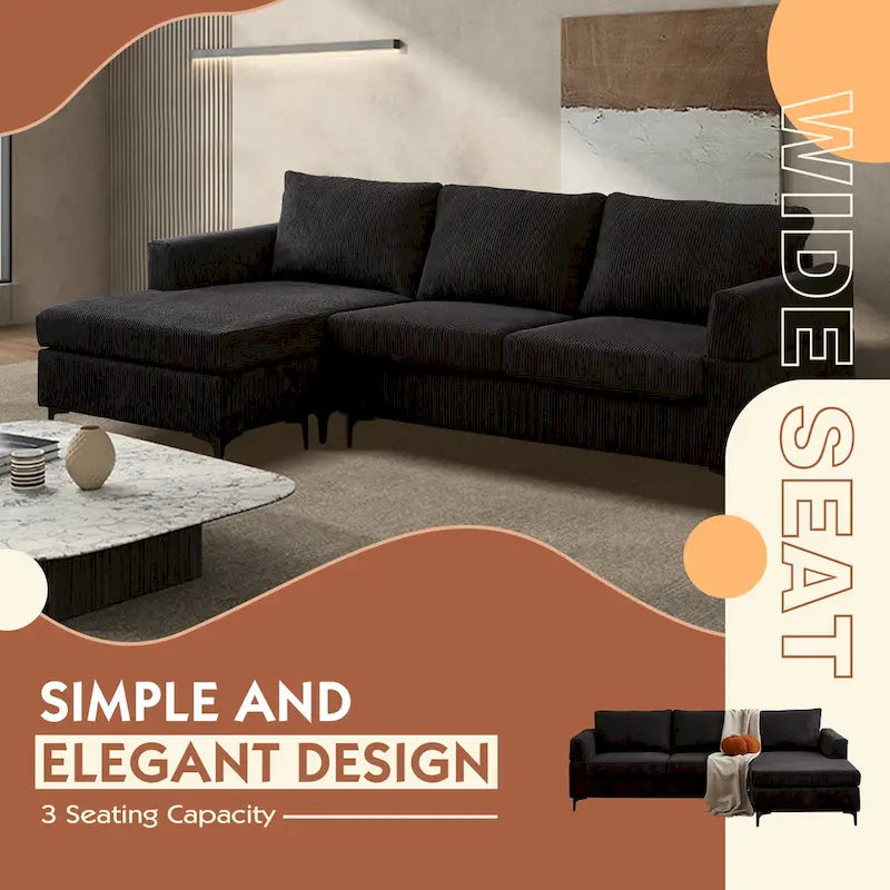 Canapé d'angle réversible en tissu polyester