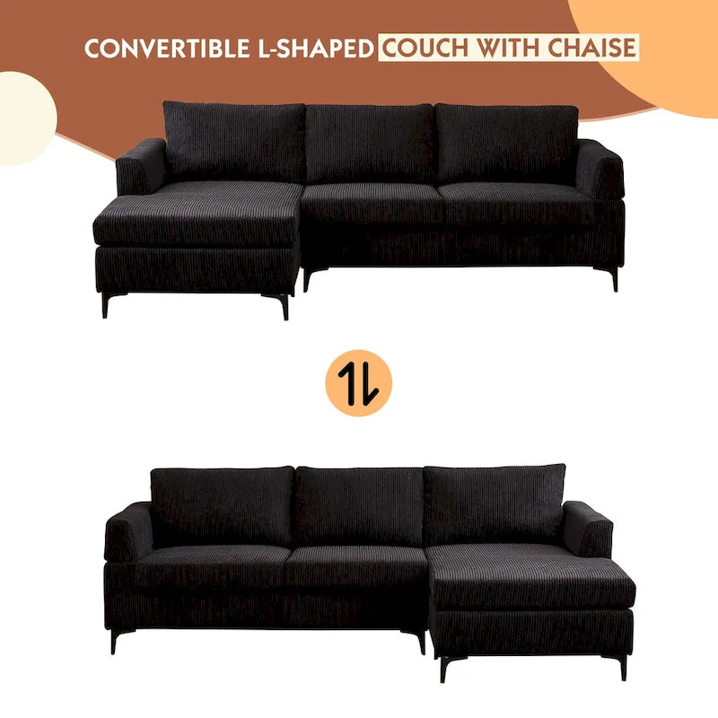 Canapé d'angle réversible en tissu polyester