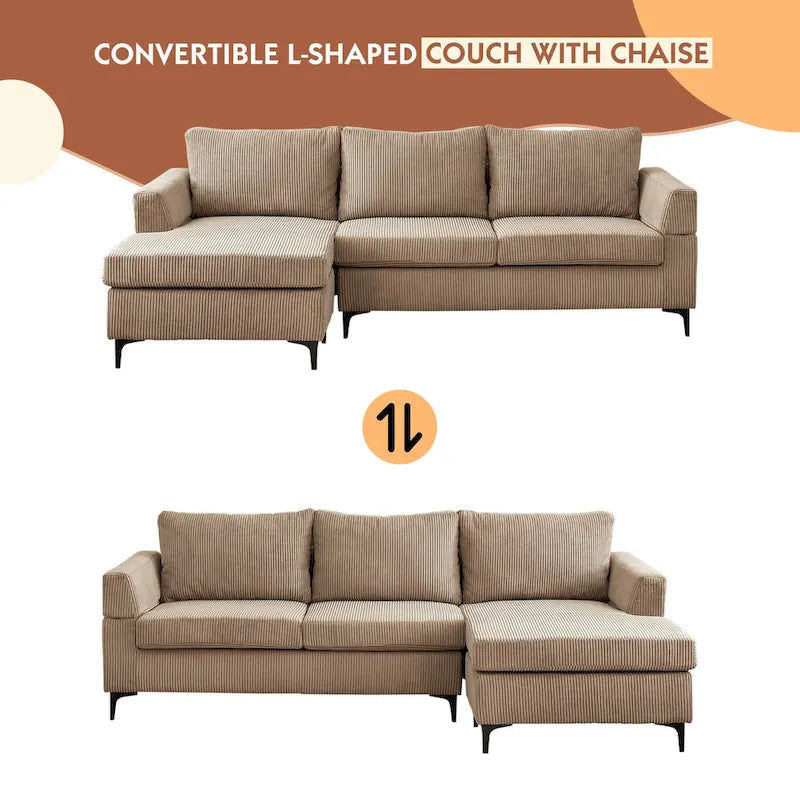 Canapé d'angle réversible en tissu polyester