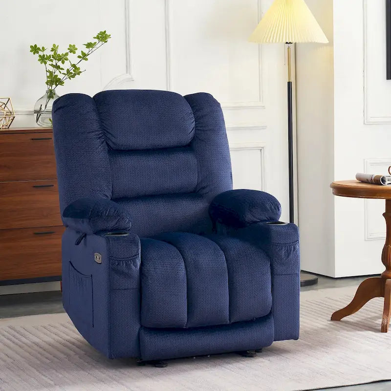 Fauteuil inclinable électrique avec fonction de chauffage et de massage, en tissu