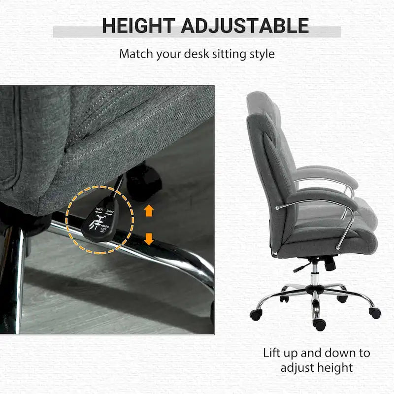 Chaise de bureau pivotante à dossier haut avec hauteur et accoudoirs réglables