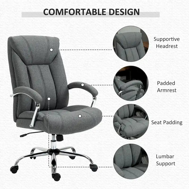 Chaise de bureau pivotante à dossier haut avec hauteur et accoudoirs réglables