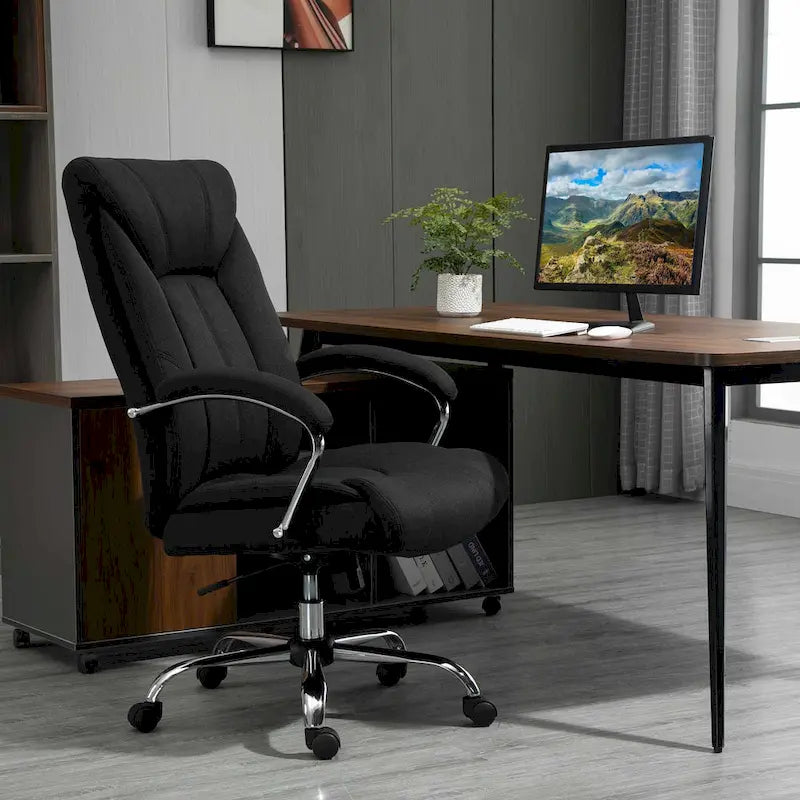 Chaise de bureau pivotante à dossier haut avec hauteur et accoudoirs réglables