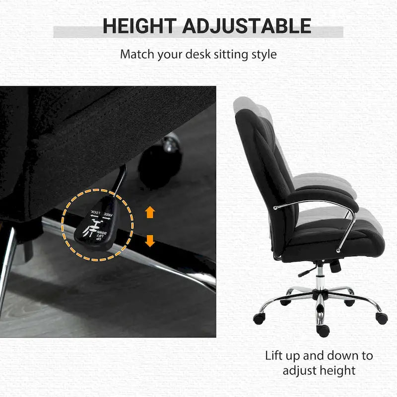 Chaise de bureau pivotante à dossier haut avec hauteur et accoudoirs réglables