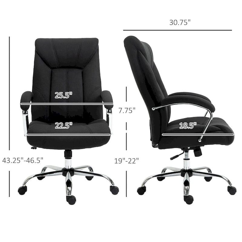 Chaise de bureau pivotante à dossier haut avec hauteur et accoudoirs réglables