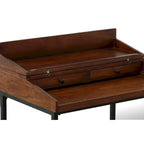 Bureau en bois de manguier massif avec 2 tiroirs - Châtaigne/Noir