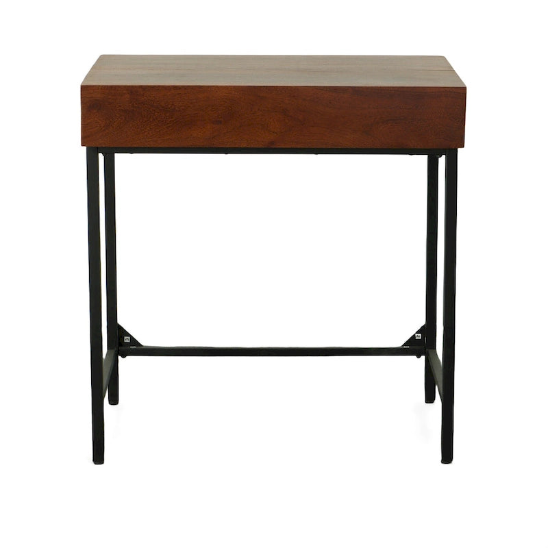 Bureau en bois de manguier massif avec 2 tiroirs - Châtaigne/Noir