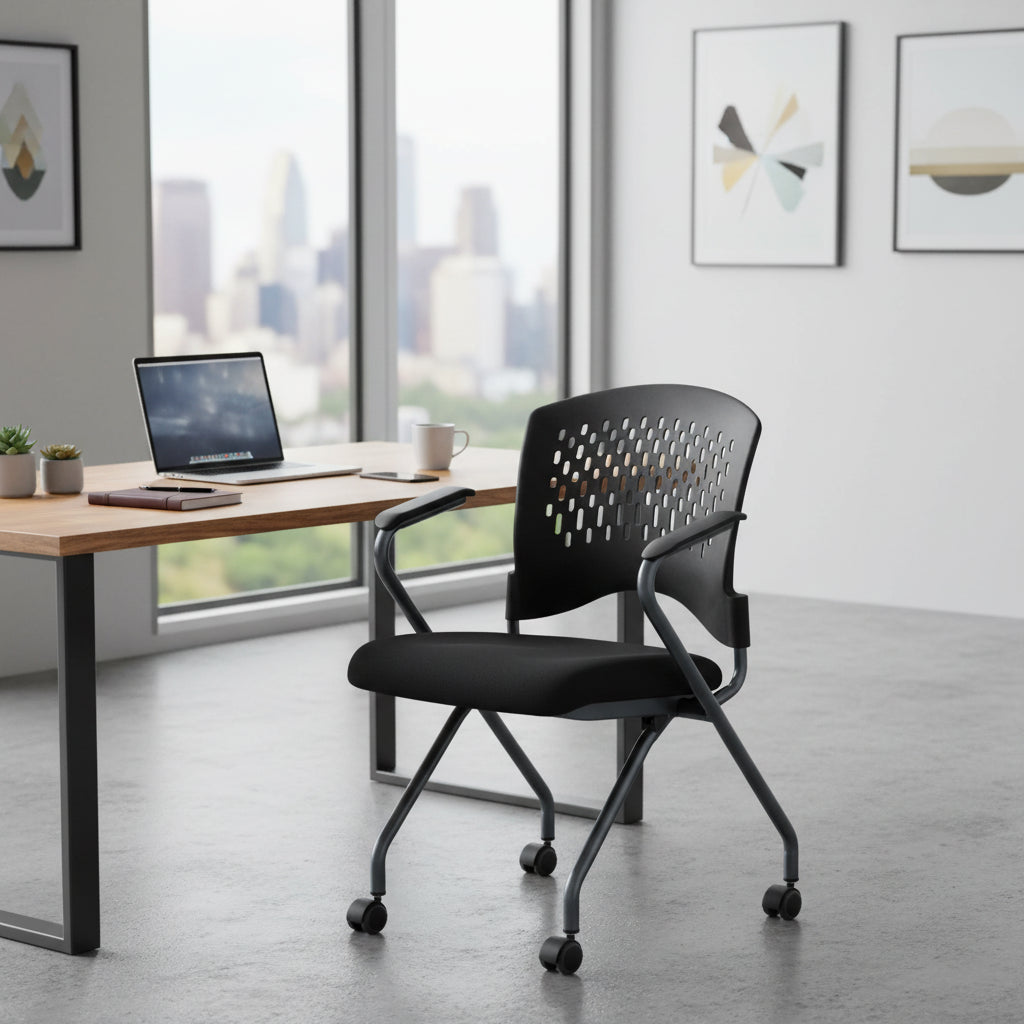 Deluxe Folding Chair with Ventilated Plastic Wrap Around Back 2-Pack