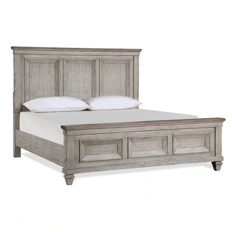 Ensemble de chambre 5 pièces crème et marron avec 2 tables de chevet