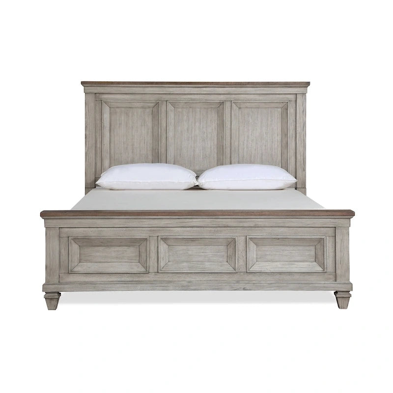 Ensemble de chambre 5 pièces crème et marron avec 2 tables de chevet