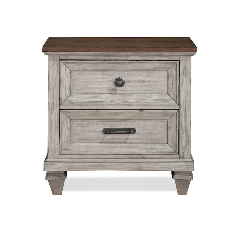 Ensemble de chambre 5 pièces crème et marron avec 2 tables de chevet