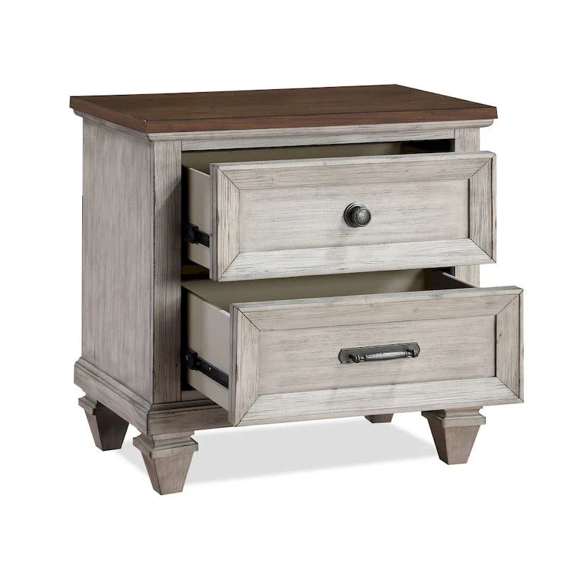 Ensemble de chambre 5 pièces crème et marron avec 2 tables de chevet