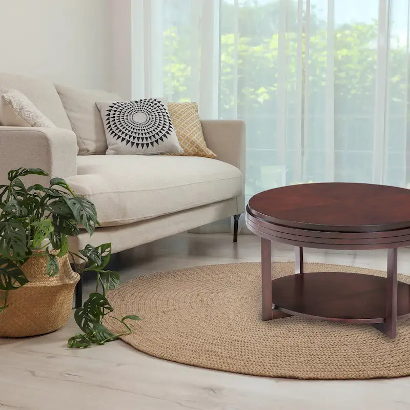 Table basse ovale avec surface en placage