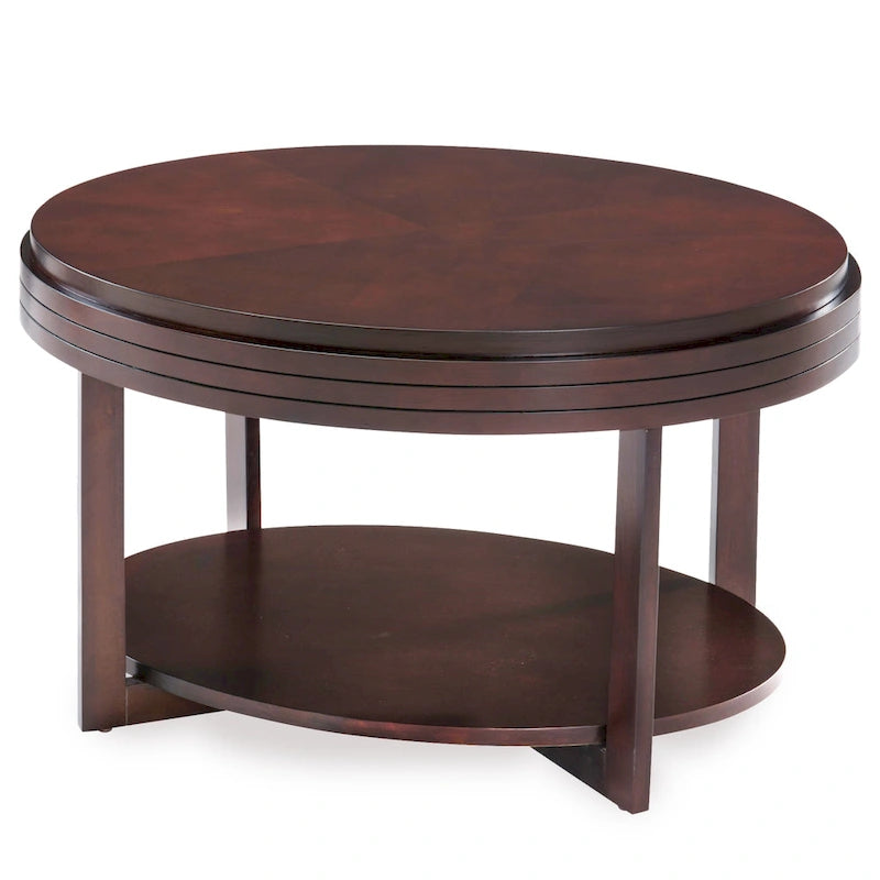Table basse ovale avec surface en placage