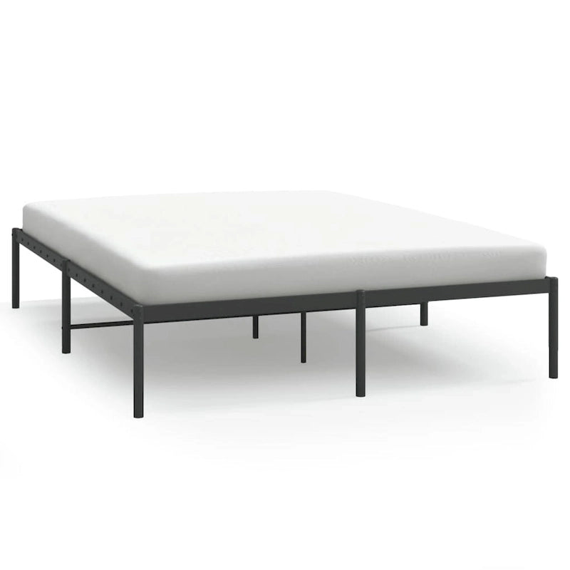 Cadre de lit double en métal, acier thermolaqué blanc avec tête de lit et rangement sous le lit, 1 place