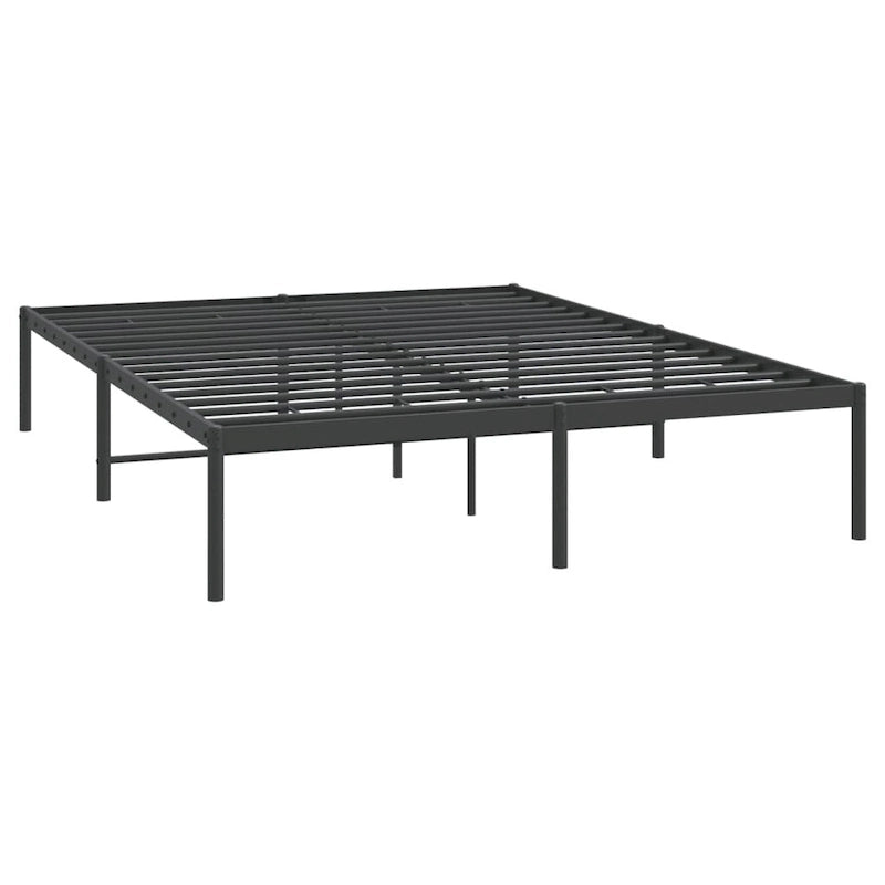 Cadre de lit double en métal, acier thermolaqué blanc avec tête de lit et rangement sous le lit, 1 place
