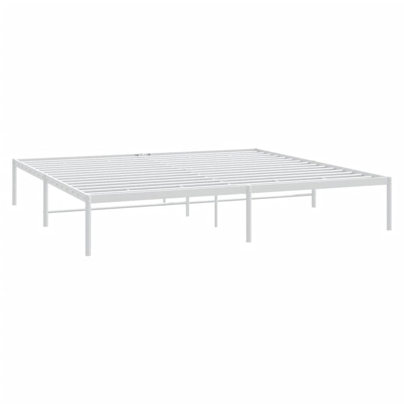 Cadre de lit double en métal, acier thermolaqué blanc avec tête de lit et rangement sous le lit, 1 place