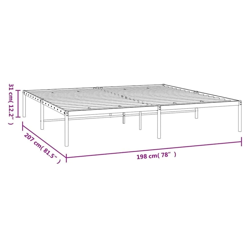 Cadre de lit double en métal, acier thermolaqué blanc avec tête de lit et rangement sous le lit, 1 place