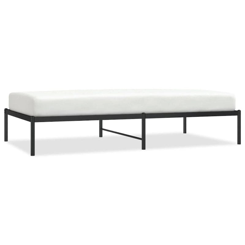 Cadre de lit double en métal, acier thermolaqué blanc avec tête de lit et rangement sous le lit, 1 place