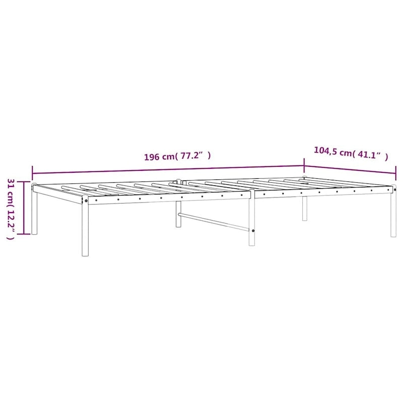 Cadre de lit double en métal, acier thermolaqué blanc avec tête de lit et rangement sous le lit, 1 place