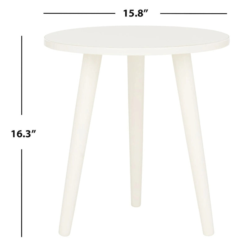 Table d'appoint ronde en pin, aspect vieilli, blanc/marron clair/gris ardoise/noir