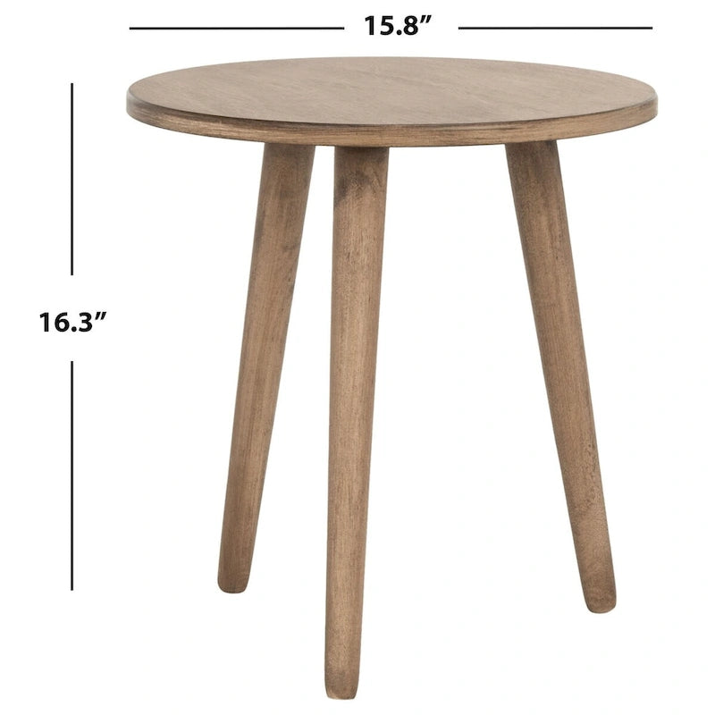 Table d'appoint ronde en pin, aspect vieilli, blanc/marron clair/gris ardoise/noir
