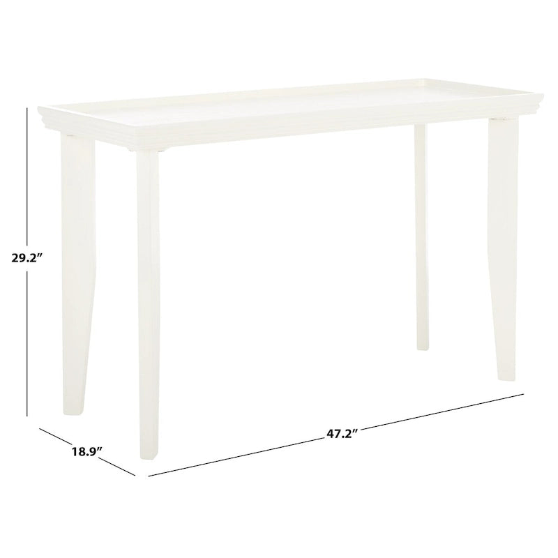 Console rectangulaire sable/ivoire/noir avec pieds incurvés et plateau encastré