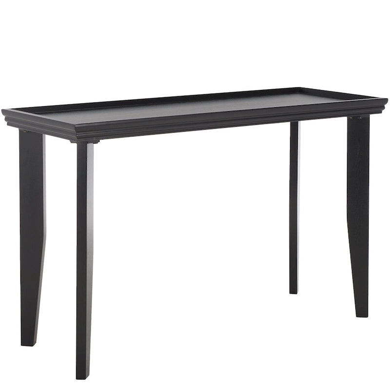 Console rectangulaire sable/ivoire/noir avec pieds incurvés et plateau encastré