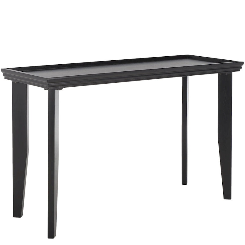 Console rectangulaire sable/ivoire/noir avec pieds incurvés et plateau encastré