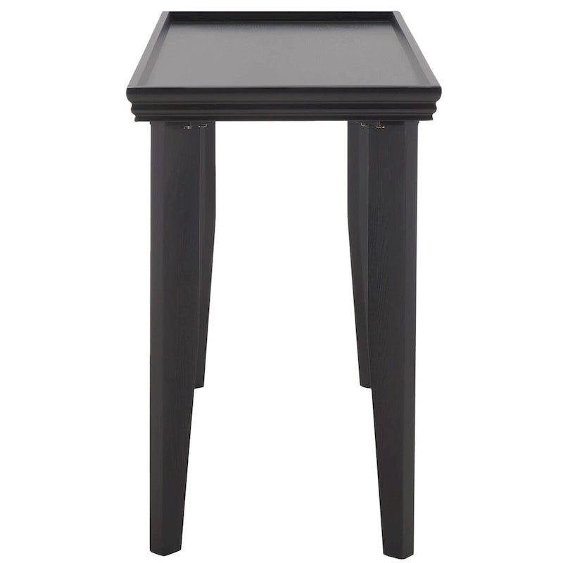 Console rectangulaire sable/ivoire/noir avec pieds incurvés et plateau encastré