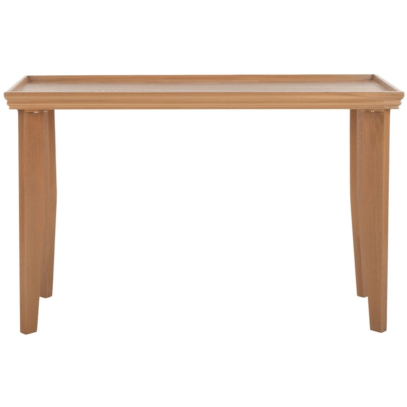 Console rectangulaire sable/ivoire/noir avec pieds incurvés et plateau encastré